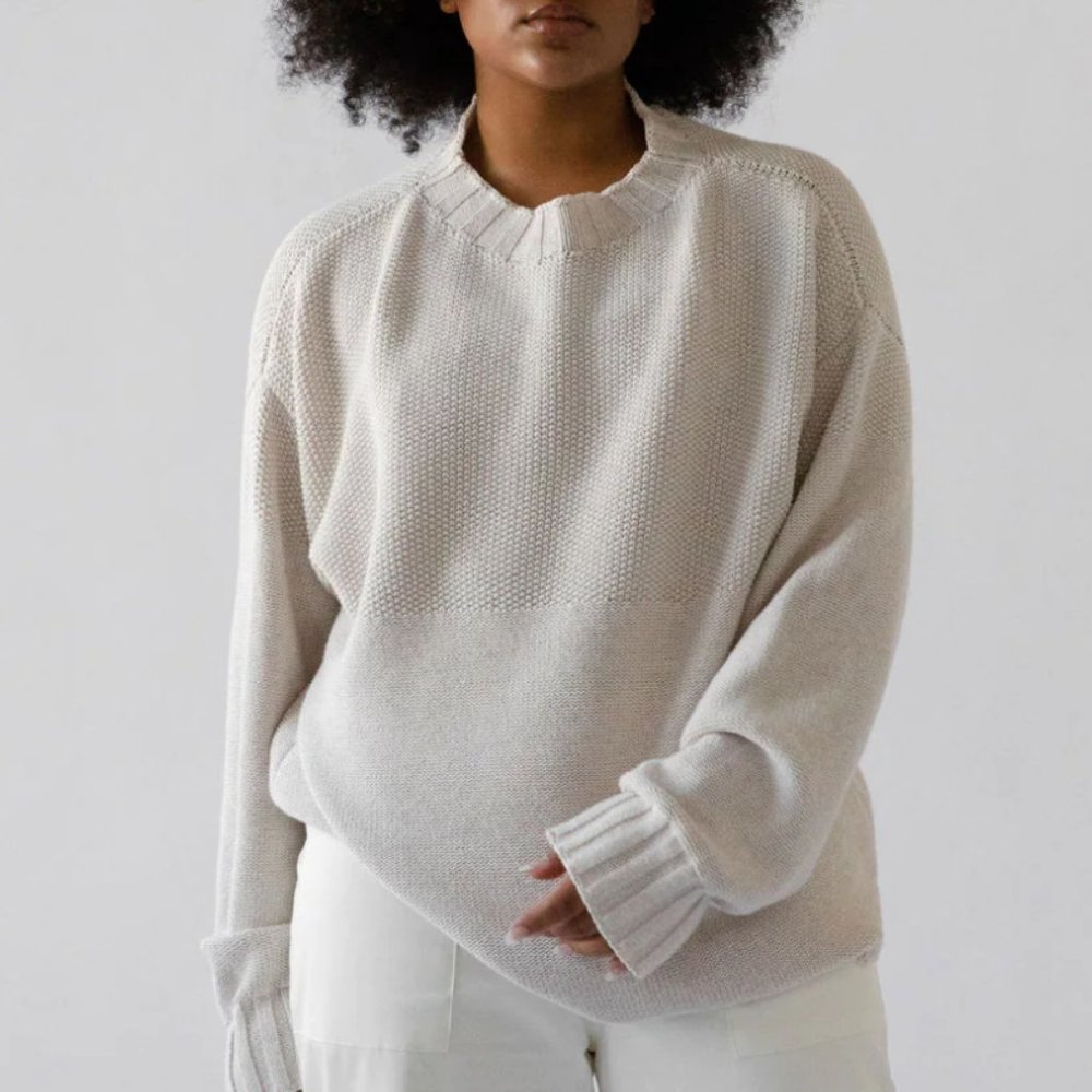 James Street Co Fisherman Cotton Funnel Neck Knit XS Small
